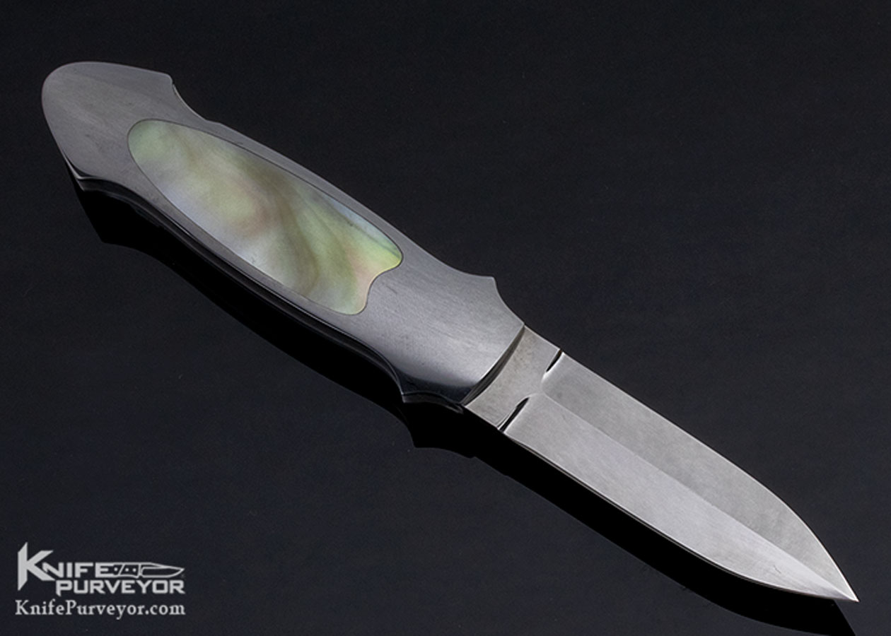 Andy Shinosky Custom Knife South Sea Gold Lip Pearl Interframe Button Lock Automatic - Image 4
