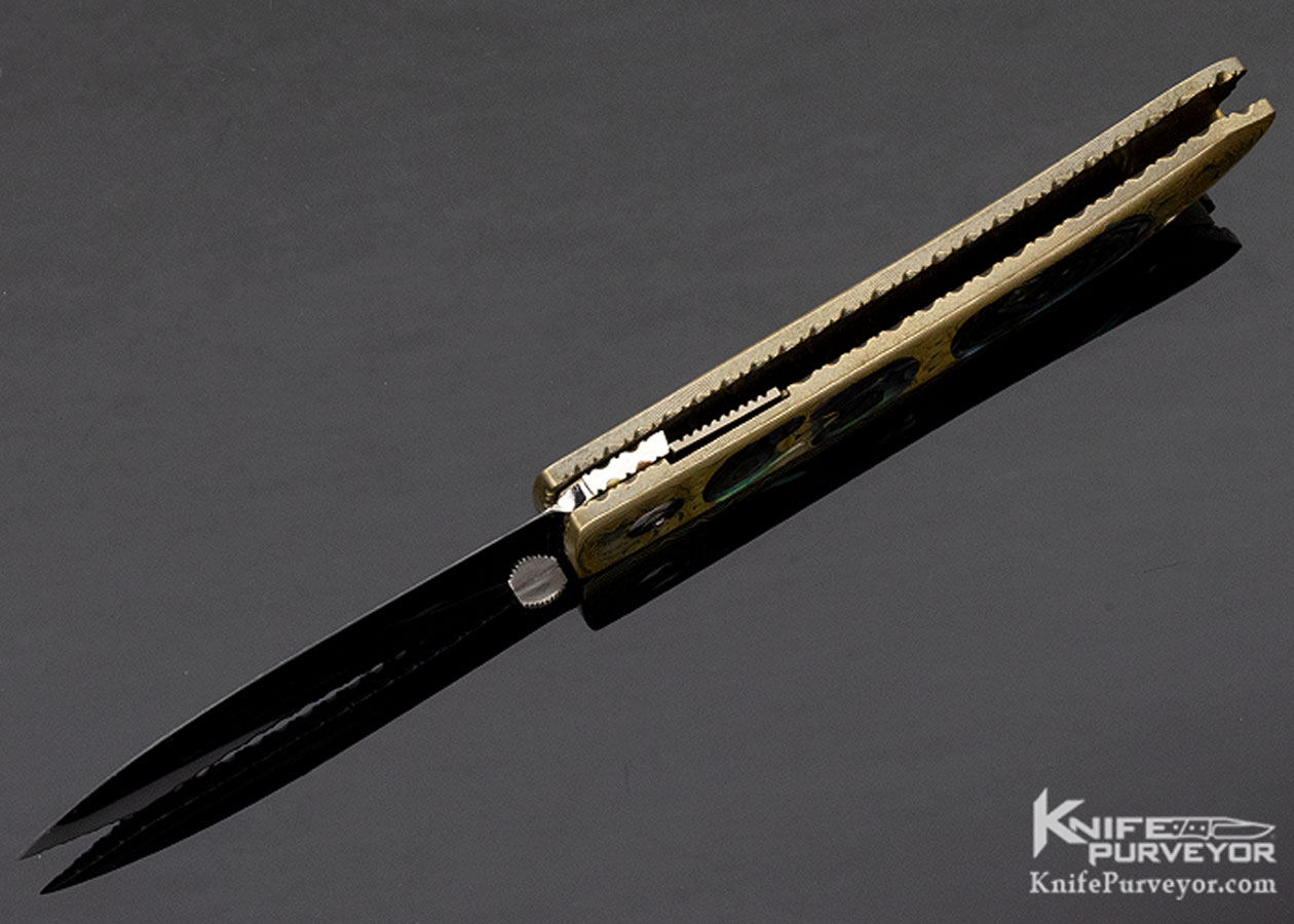 Charlie Morris Custom Knife Abalone and Mokume Linerlock - Image 7