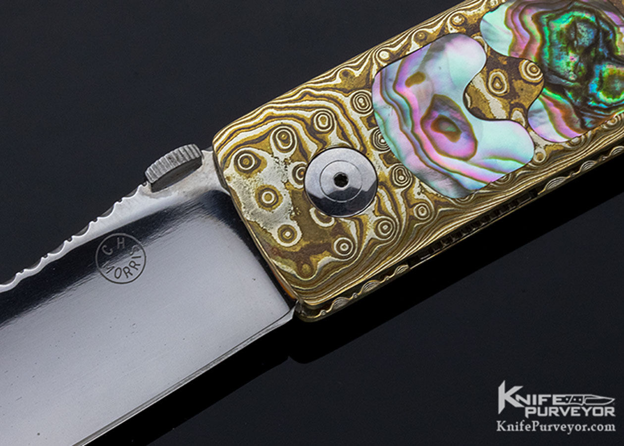 Charlie Morris Custom Knife Abalone and Mokume Linerlock - Image 2