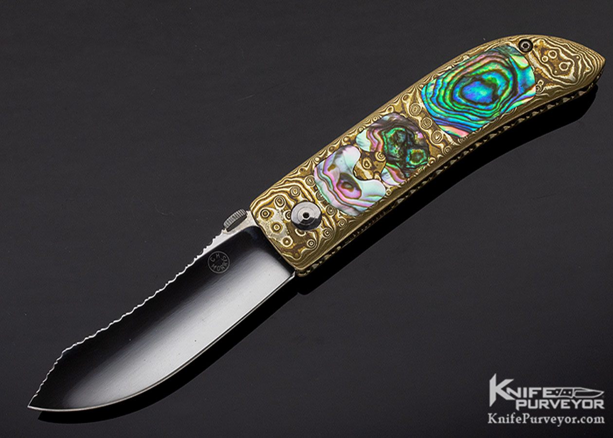 Charlie Morris Custom Knife Abalone and Mokume Linerlock 11316