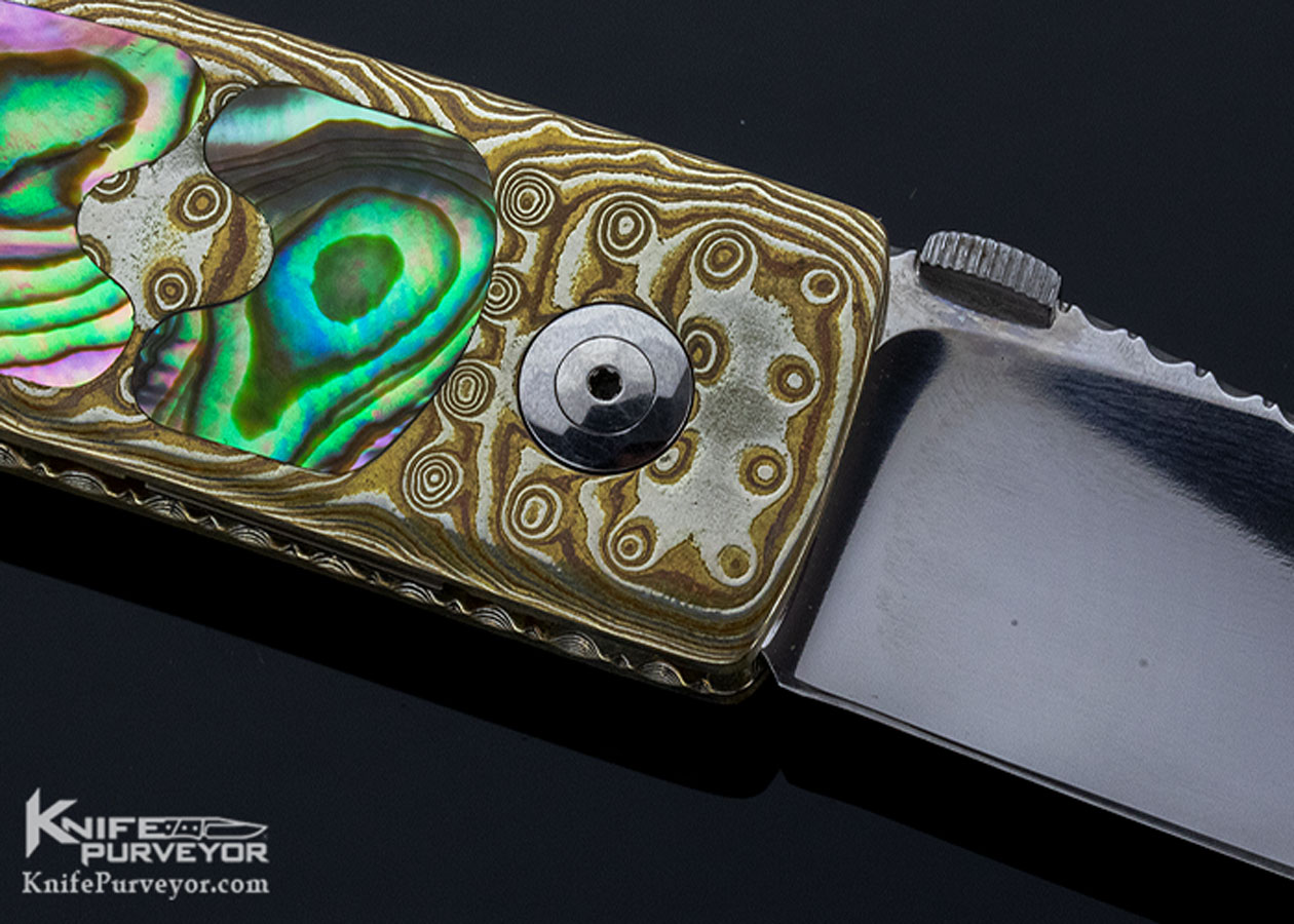 Charlie Morris Custom Knife Abalone and Mokume Linerlock - Image 5