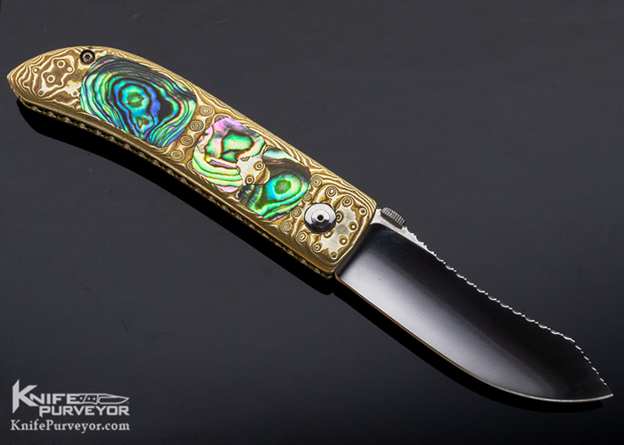 Charlie Morris Custom Knife Abalone and Mokume Linerlock - Image 4