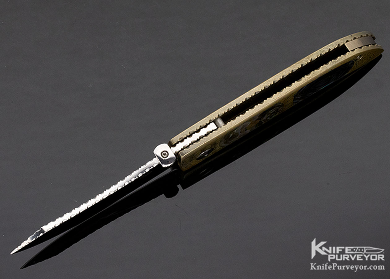 Charlie Morris Custom Knife Abalone and Mokume Linerlock - Image 6
