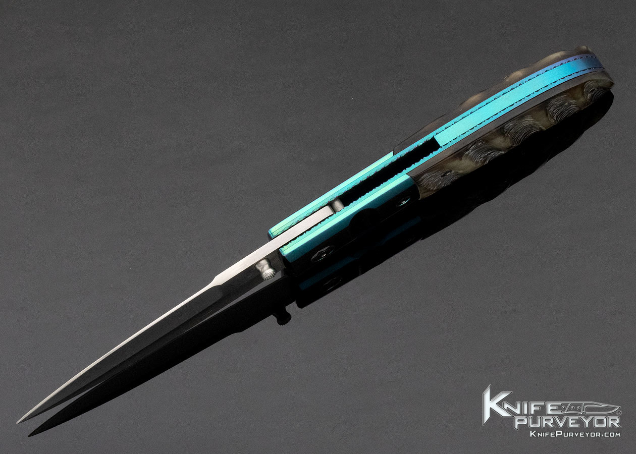 Charlie Morris Custom Knife Anodized Titanium & Ram's Horn Linerlock - Image 6
