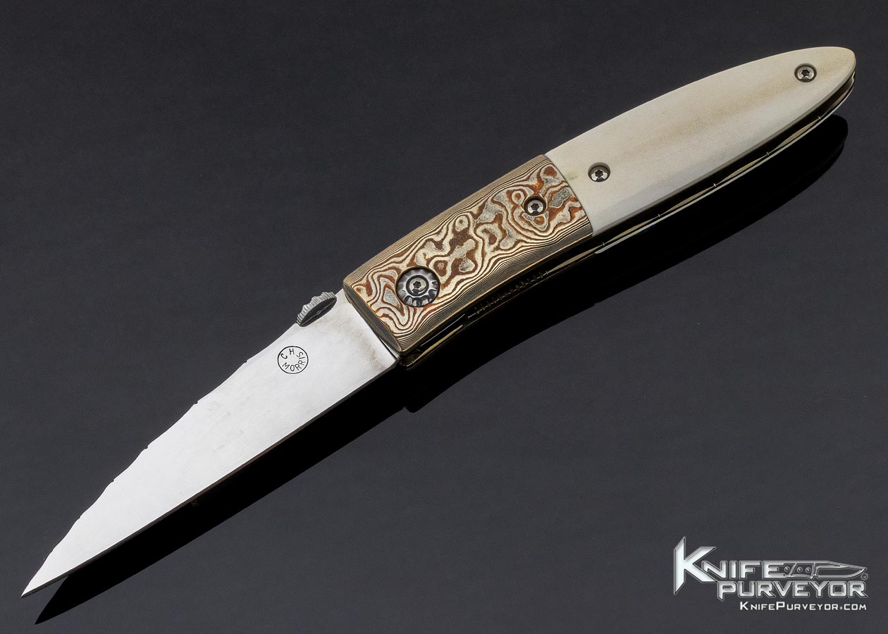 Charlie Morris Custom Knife Mokume & Mammoth Linerlock 11406