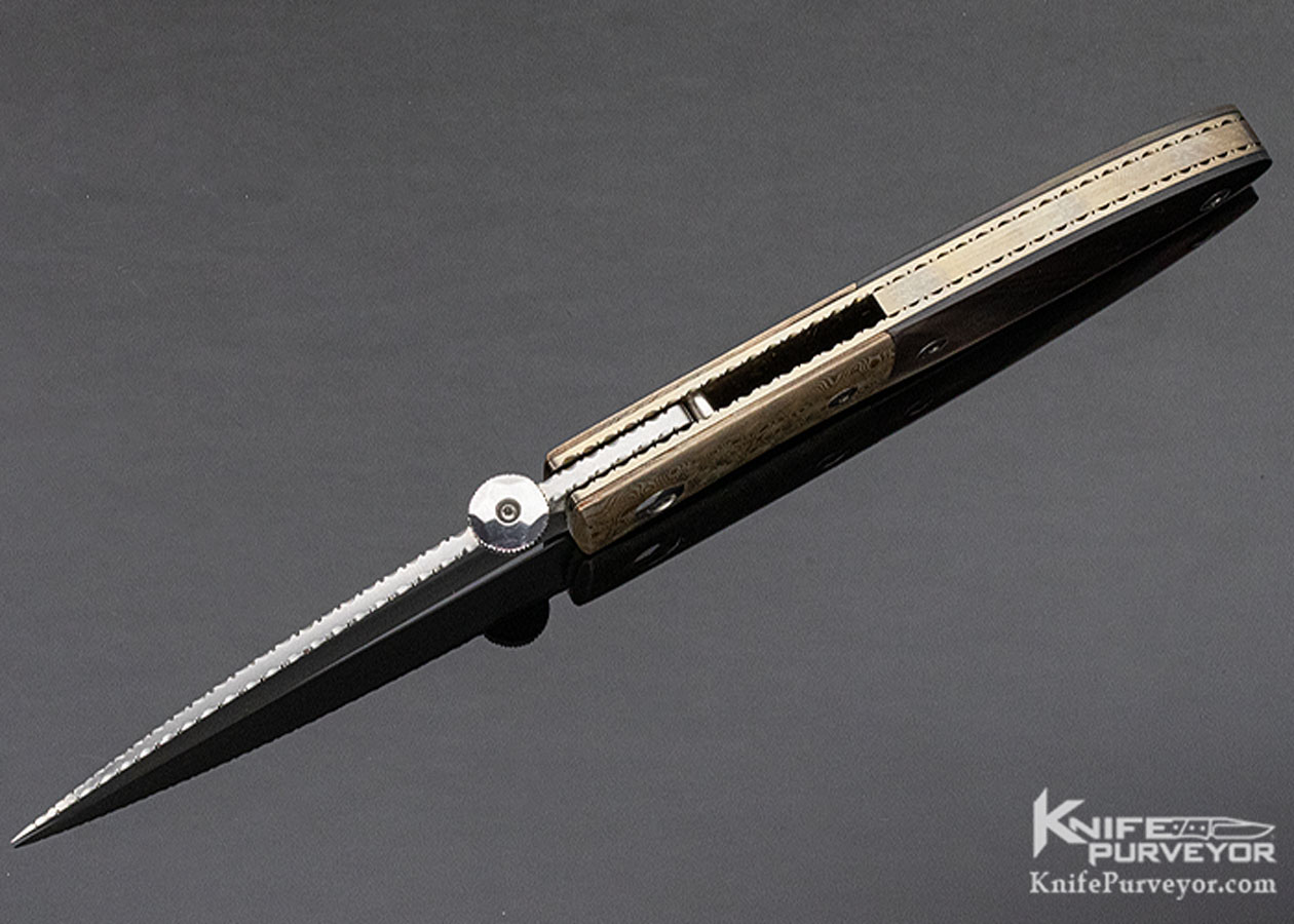 Charlie Morris Custom Knife Mokume and Black Lip Tahitian Pearl Shell Left Handed Linerlock - Image 6
