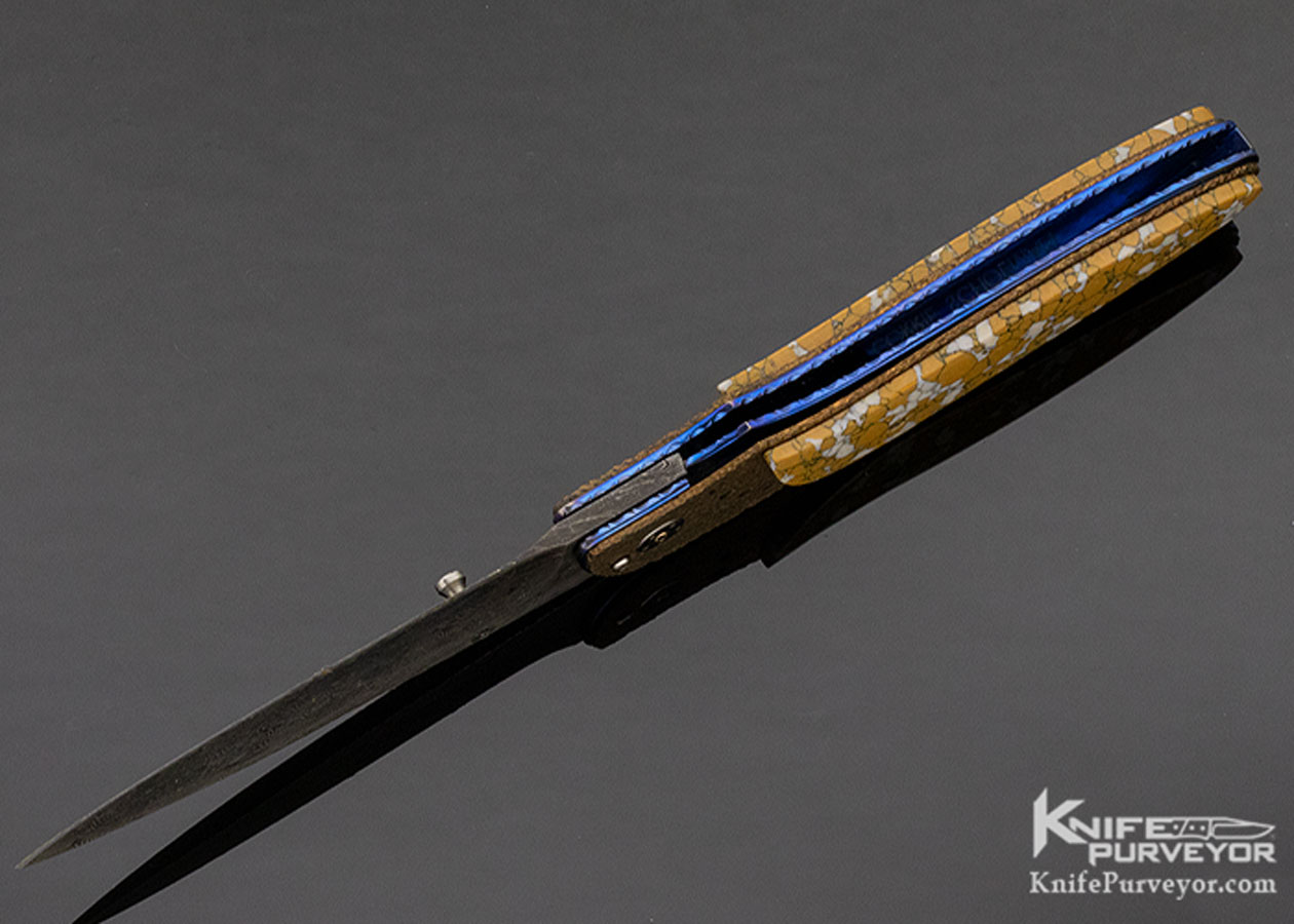 Corrie Schoeman Custom Knife Textured Bronze and Damascus Linerlock - Image 7