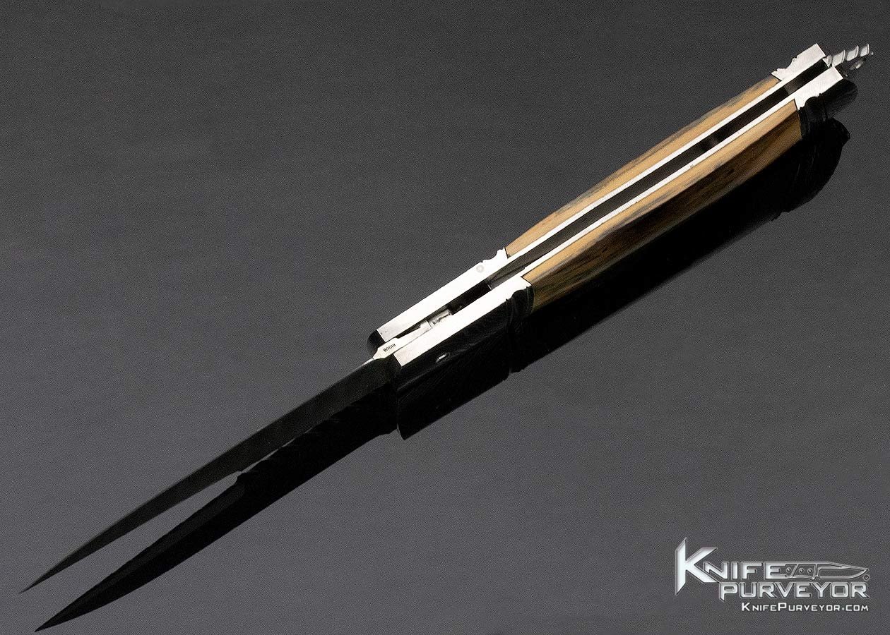 Joe Kious Custom Knife Mammoth & Damascus Automatic Front Lock - Image 7