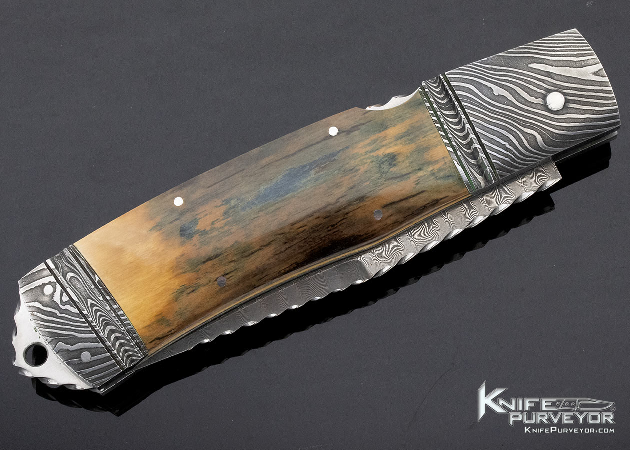 Joe Kious Custom Knife Mammoth & Damascus Automatic Front Lock - Image 3