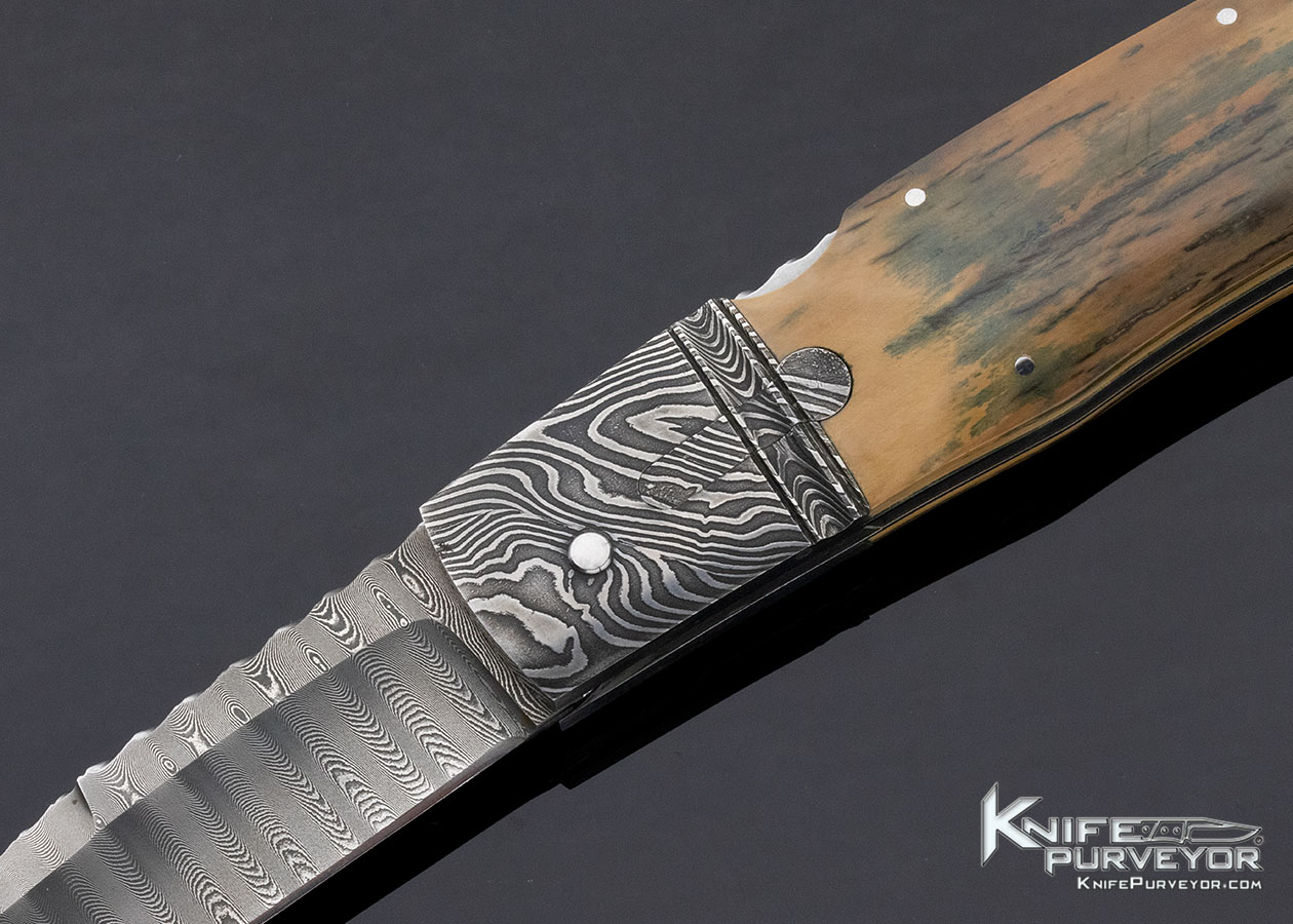 Joe Kious Custom Knife Mammoth & Damascus Automatic Front Lock - Image 2