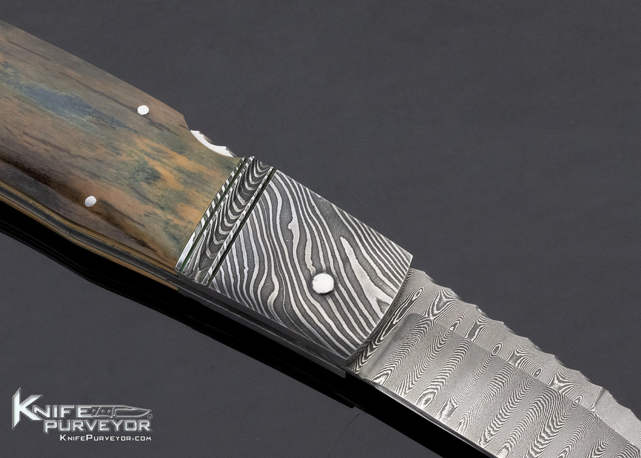 Joe Kious Custom Knife Mammoth & Damascus Automatic Front Lock - Image 5