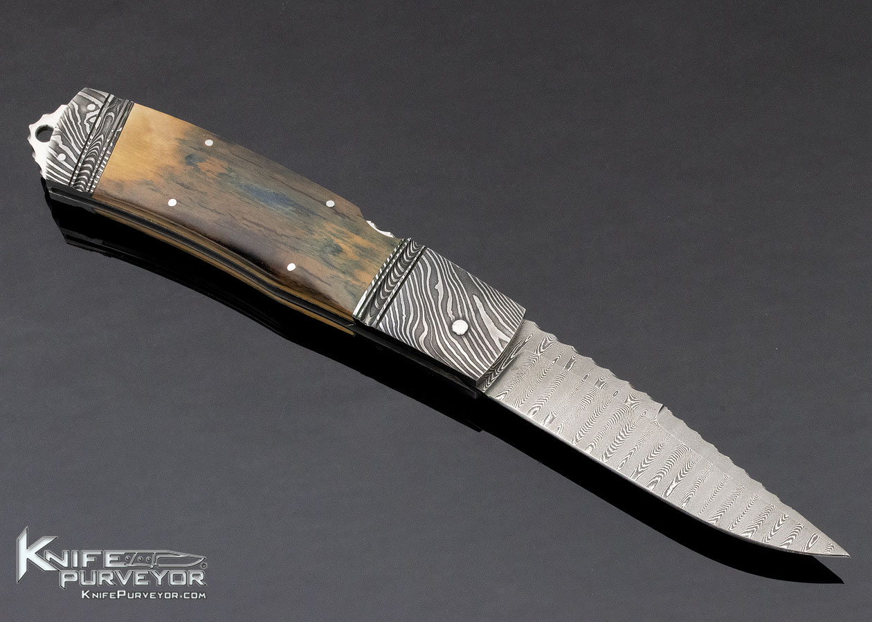 Joe Kious Custom Knife Mammoth & Damascus Automatic Front Lock - Image 4
