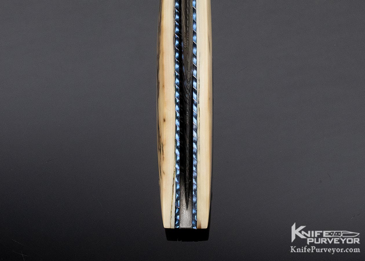 John Etzler Custom Knife Damascus & Mammoth Linerlock Folder - Image 8