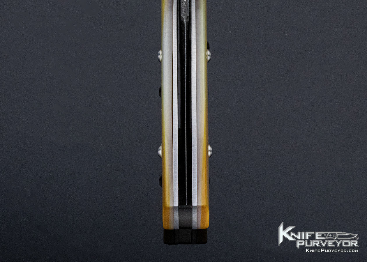 Jot Singh Khalsa Custom Knife Gold Lip Pearl & Damascus Linerlock Engraved by David Perdue - Image 8