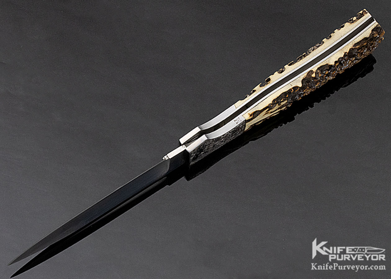 LJ Thompson Custom Knife Popcorn Stag Midlock Engraved by Chris Meyer - Image 7