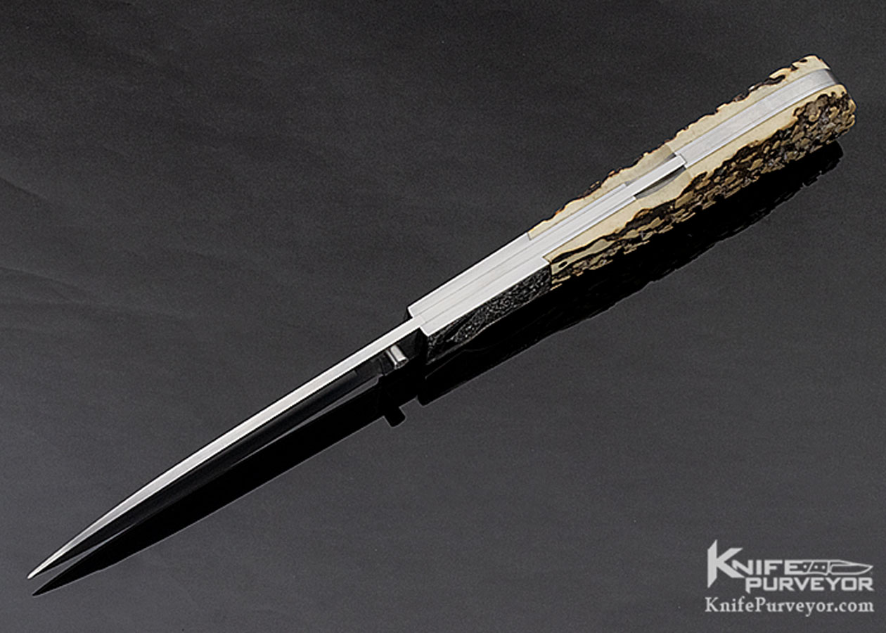 LJ Thompson Custom Knife Popcorn Stag Midlock Engraved by Chris Meyer - Image 6