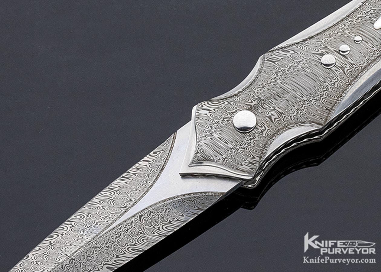 Matthew Lerch Custom Knife Damasteel & Mother of Pearl Shell "Paia Dagger" Credit Card Automatic Linerlock - Image 2
