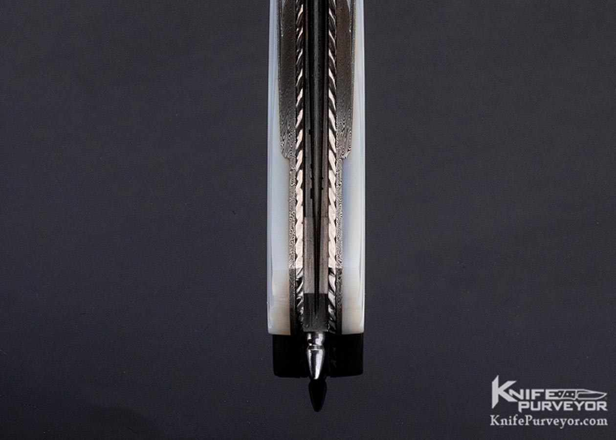 Matthew Lerch Custom Knife Damasteel & Mother of Pearl Shell "Paia Dagger" Credit Card Automatic Linerlock - Image 8