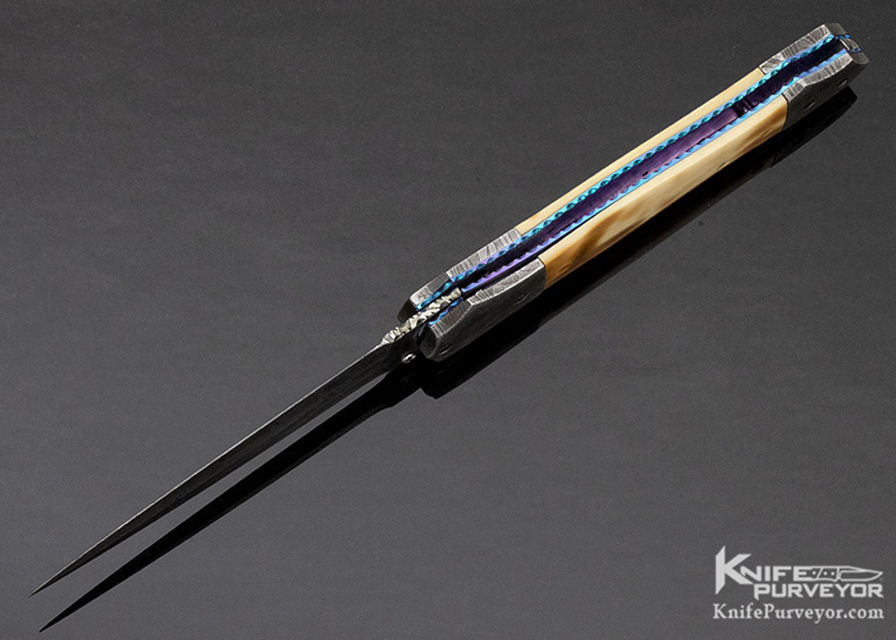 Nate Clark Custom Knife Damascus & Mammoth Double Action Automatic Linerlock - Image 7