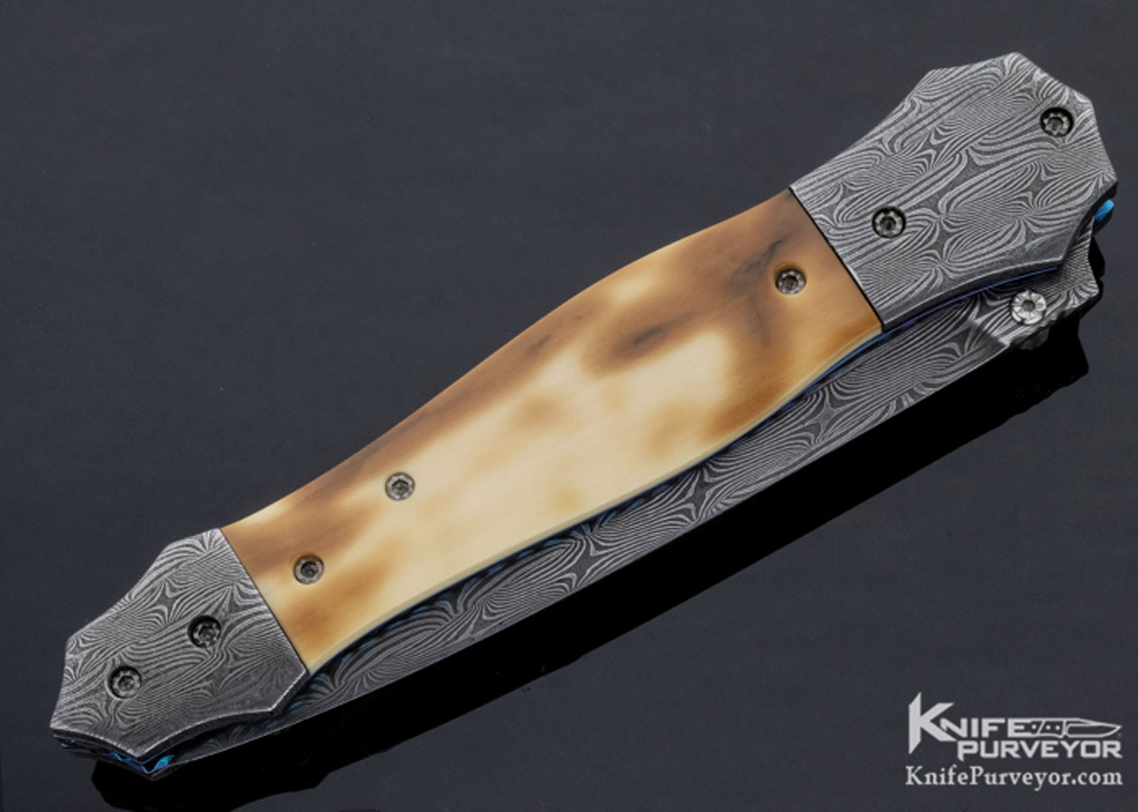 Nate Clark Custom Knife Damascus & Mammoth Double Action Automatic Linerlock - Image 3