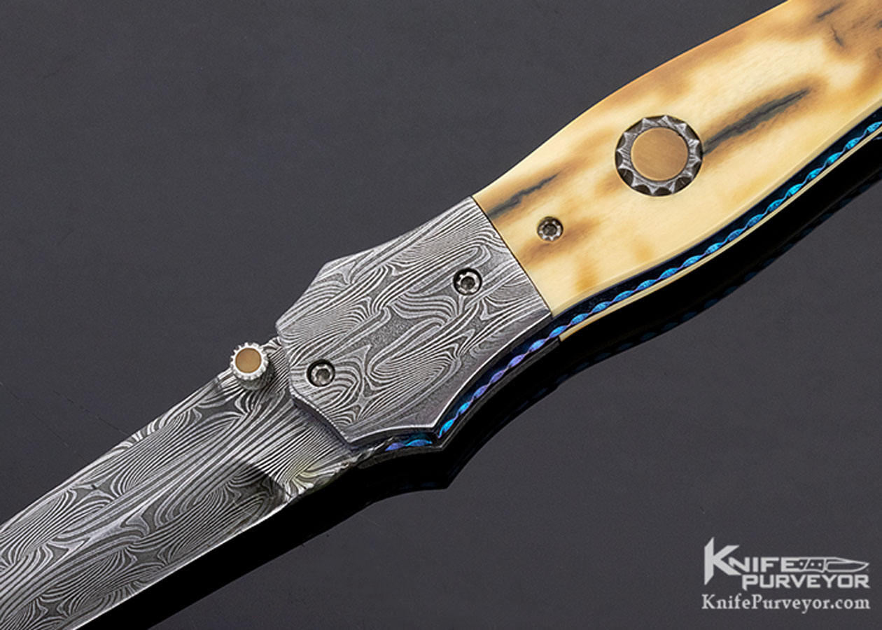Nate Clark Custom Knife Damascus & Mammoth Double Action Automatic Linerlock - Image 2