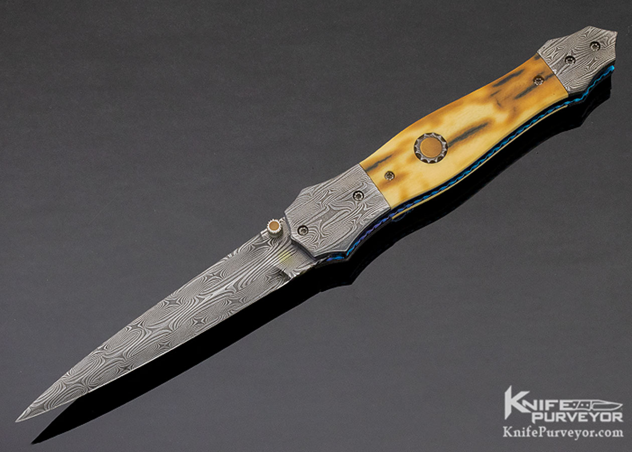Nate Clark Custom Knife Damascus & Mammoth Double Action Automatic Linerlock 11344