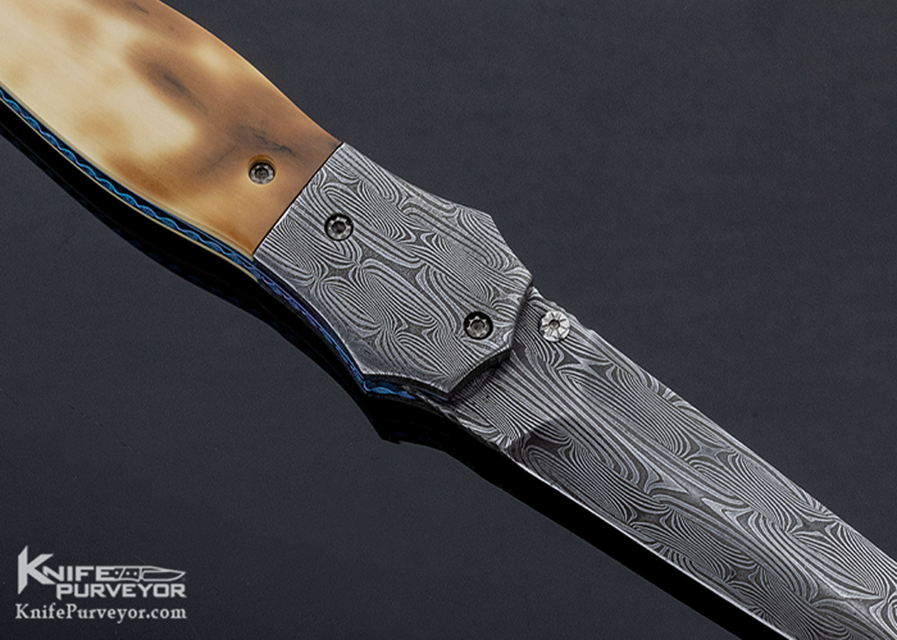 Nate Clark Custom Knife Damascus & Mammoth Double Action Automatic Linerlock - Image 5