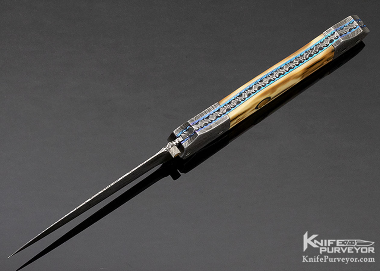Nate Clark Custom Knife Damascus & Mammoth Double Action Automatic Linerlock - Image 6