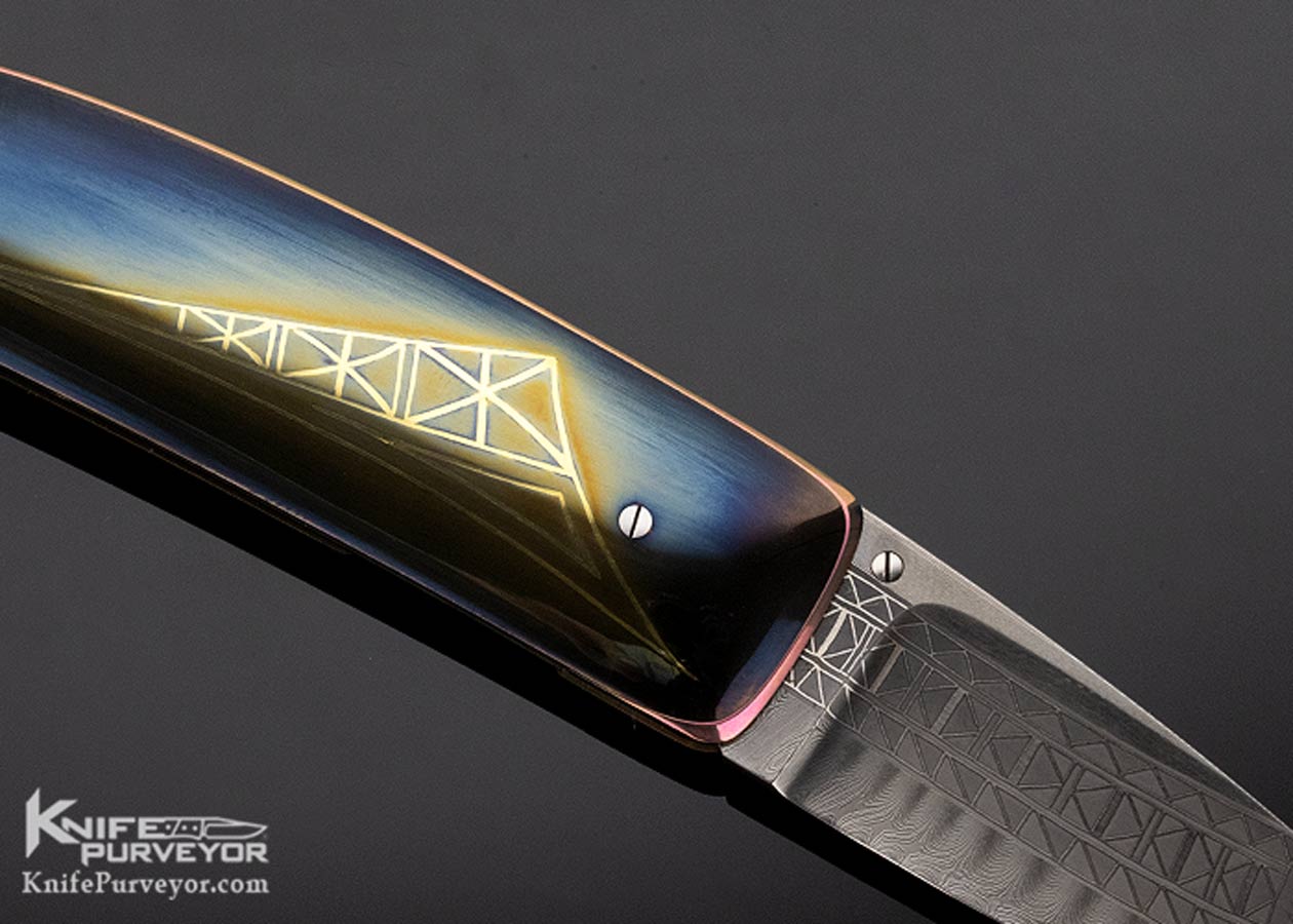 Owen Wood Custom Knife Armin Winkler Engraved Inset with 24K Gold Linerlock - Image 4