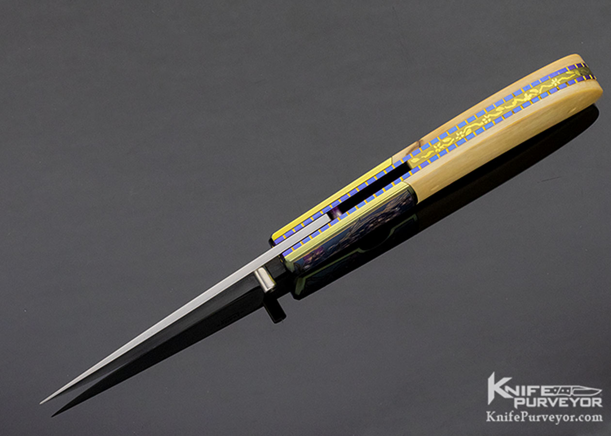 Stan Fujisaka Custom Knife Judy Beaver Engraved Mammoth Linerlock - Image 6