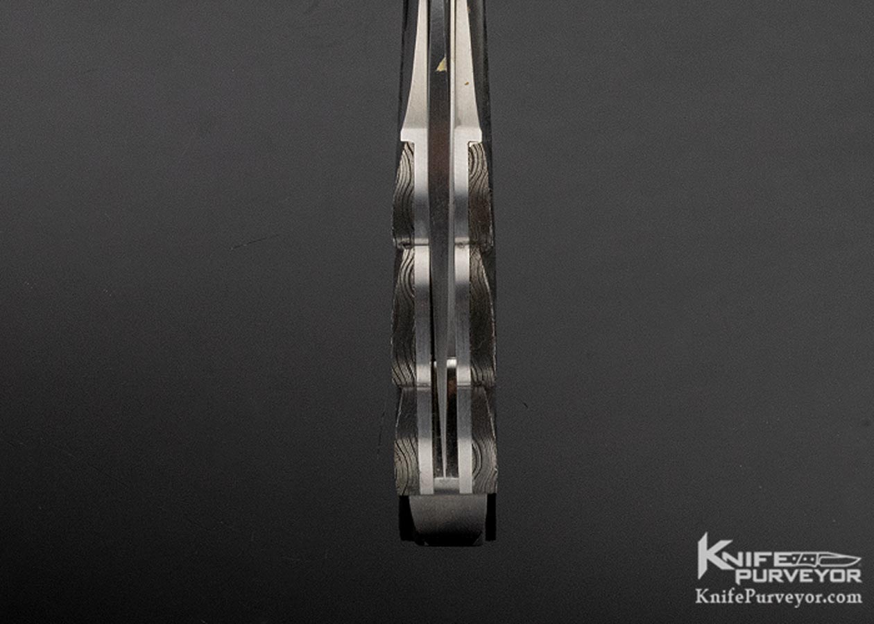 Wolfgang Loerchner Custom Knife Fluted Stainless Steel and Damascus Lockback Wing - Image 8