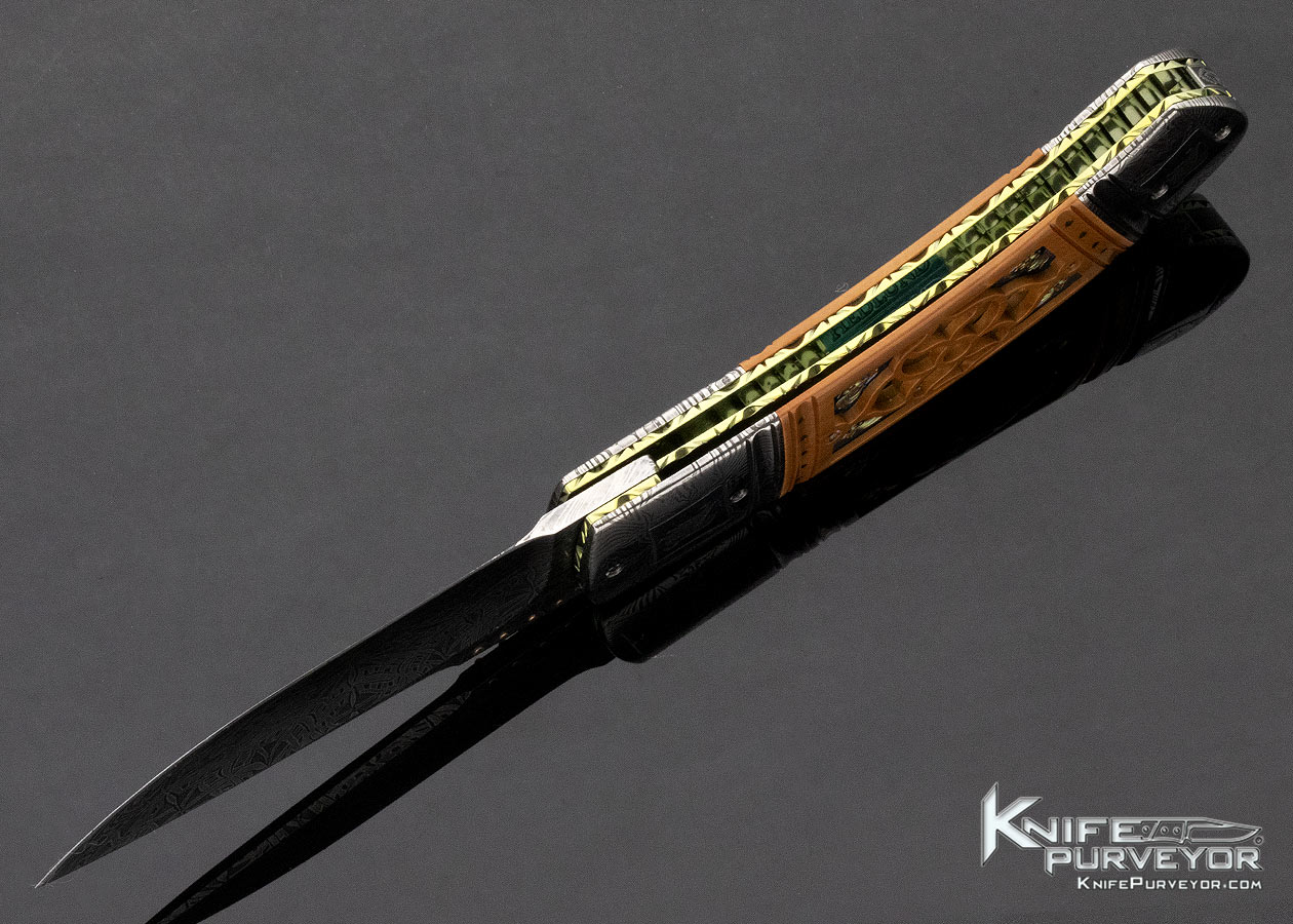 Anders Hedlund Custom Knife Carved and Mosaic Damascus Linerlock - Image 7