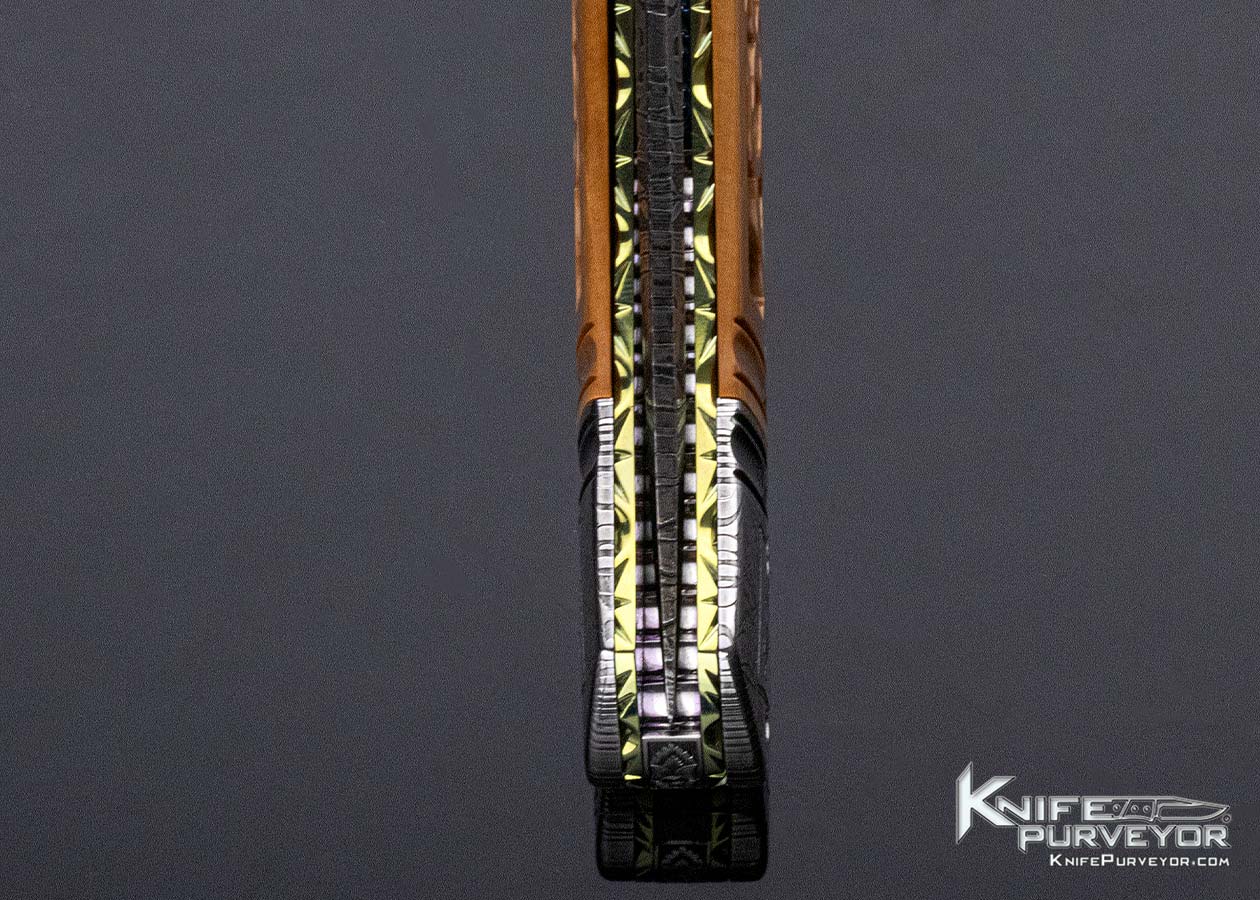 Anders Hedlund Custom Knife Carved and Mosaic Damascus Linerlock - Image 8