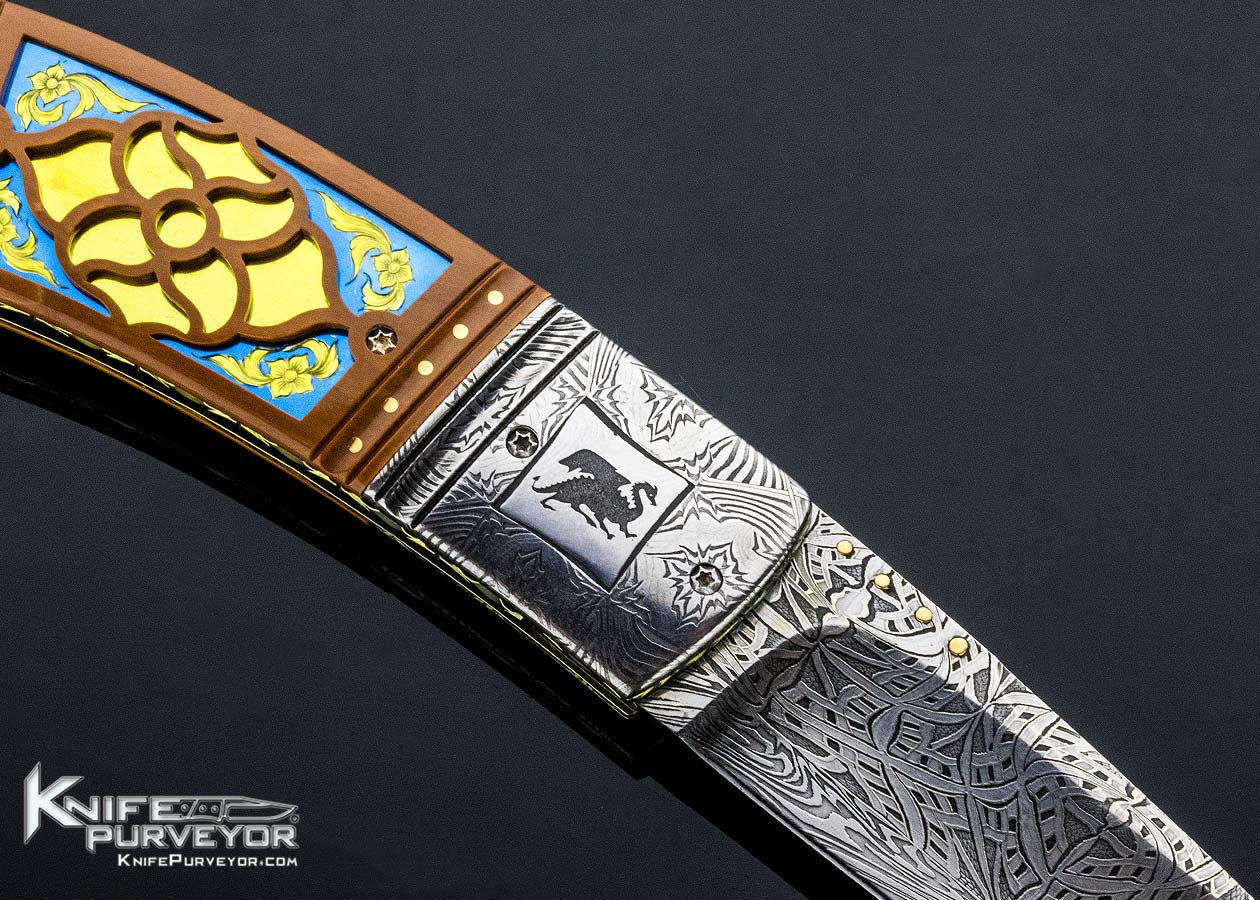 Anders Hedlund Custom Knife Carved and Mosaic Damascus Linerlock - Image 5