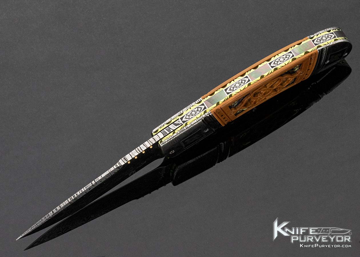 Anders Hedlund Custom Knife Carved and Mosaic Damascus Linerlock - Image 6