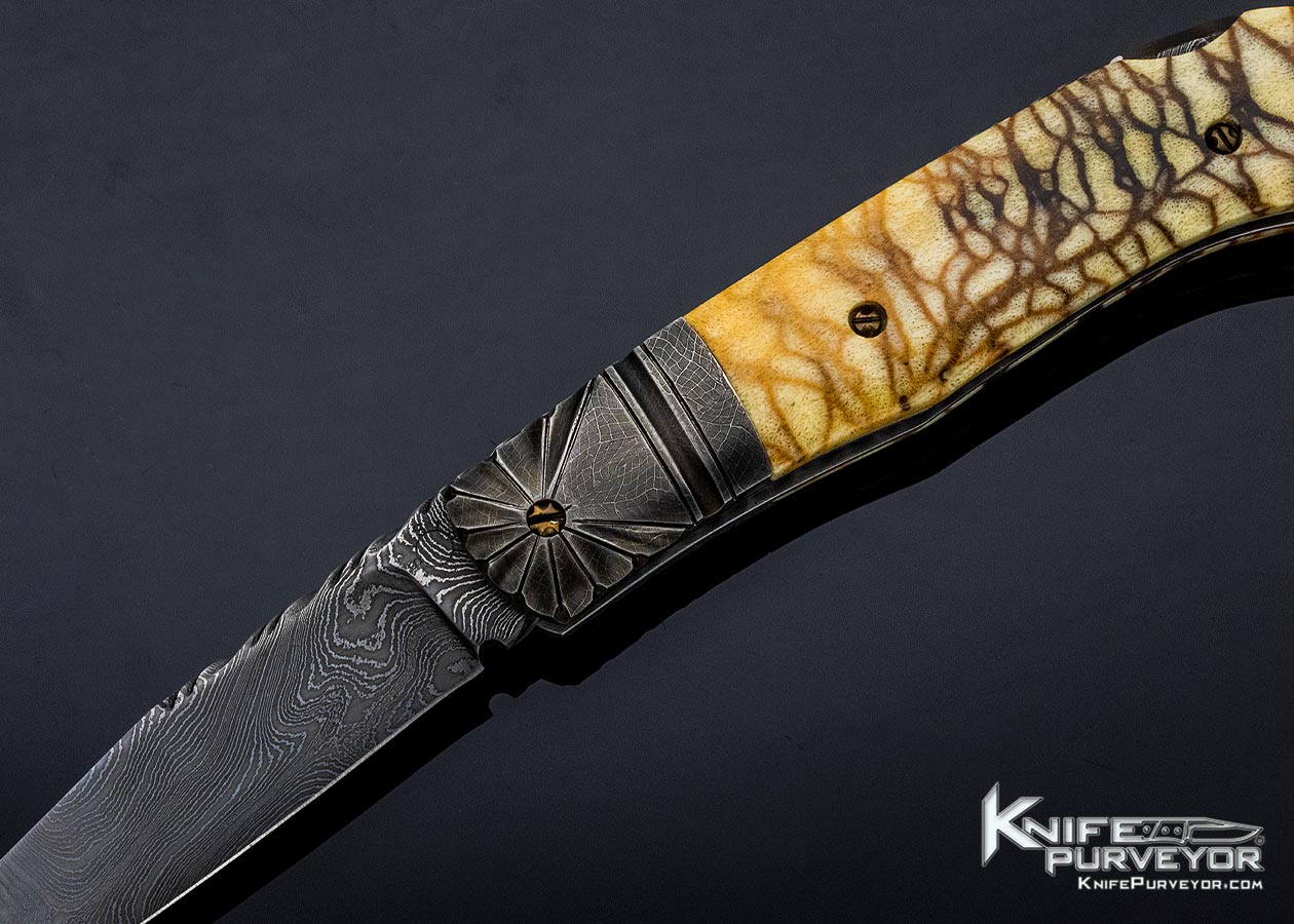 Bill Saindon Custom Knife Damascus & Coral Lockback - Image 2