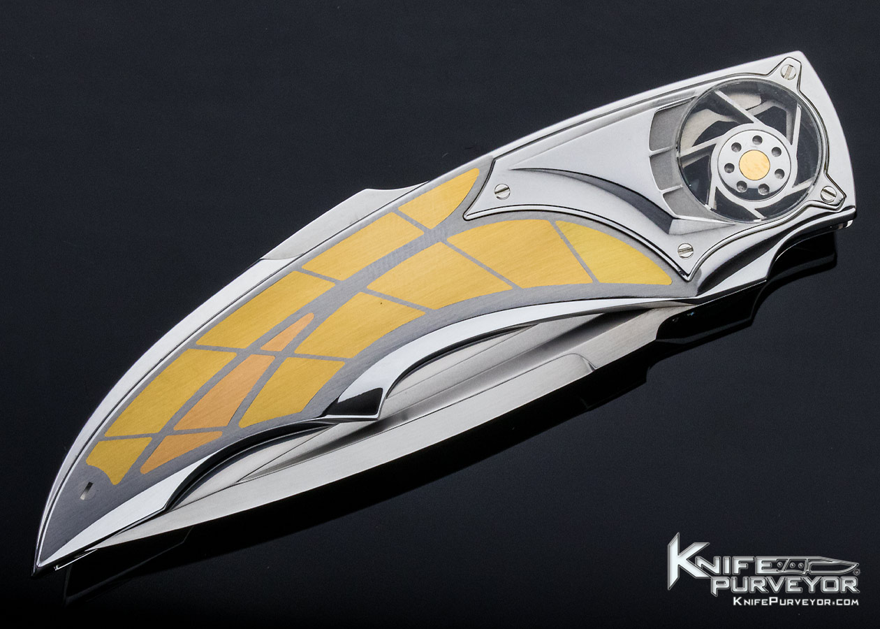 Corrado Moro Custom Knife Solid 18Kt Yellow & Rose Gold Interframe "Mignon" Turbillion Lockback - Image 3
