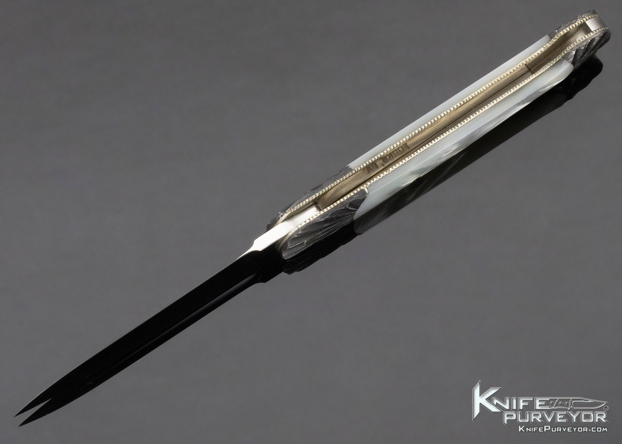 Ken Steigerwalt Custom Knife Mother of Pearl & Fluted Damascus Lockback - Image 7