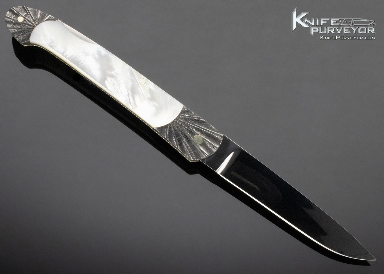 Ken Steigerwalt Custom Knife Mother of Pearl & Fluted Damascus Lockback - Image 4