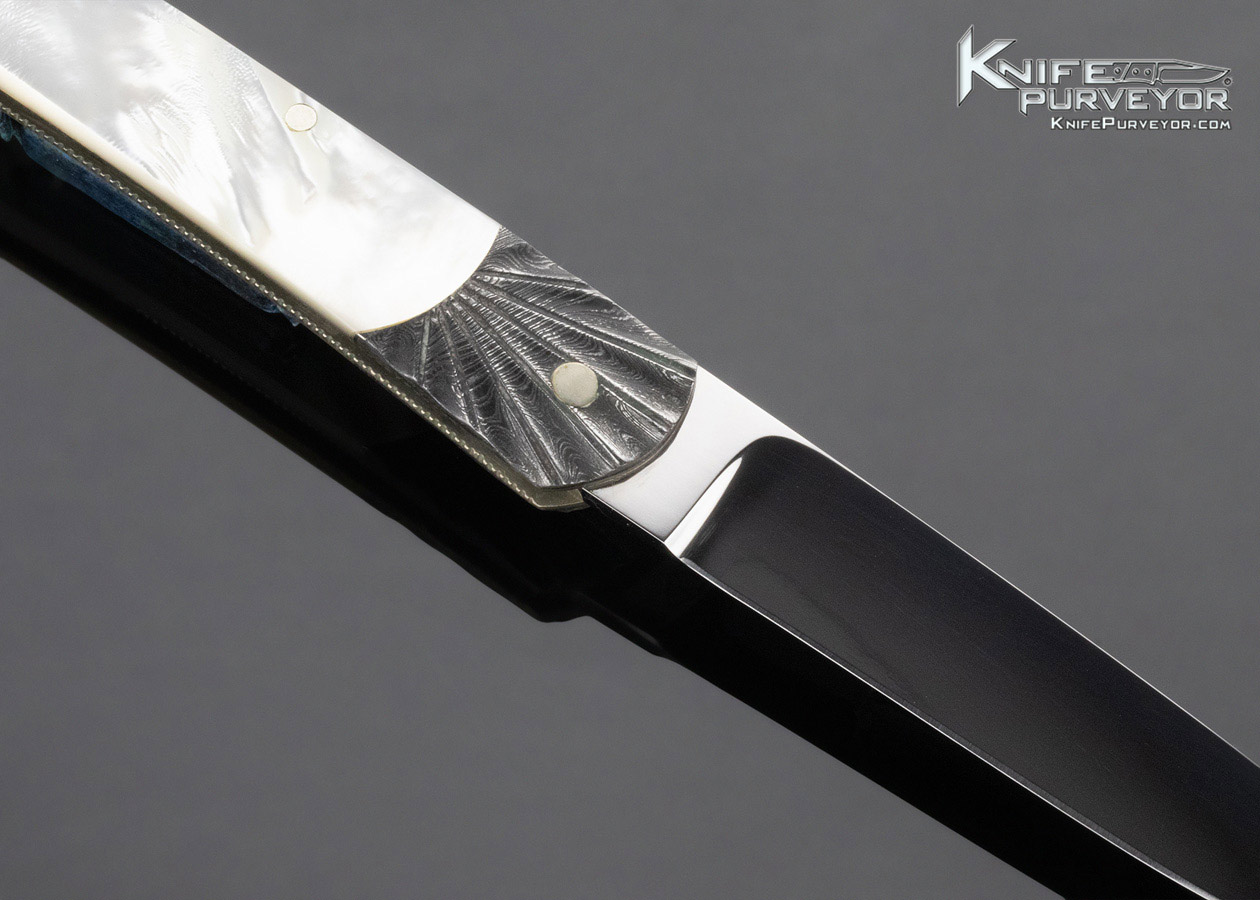 Ken Steigerwalt Custom Knife Mother of Pearl & Fluted Damascus Lockback - Image 5