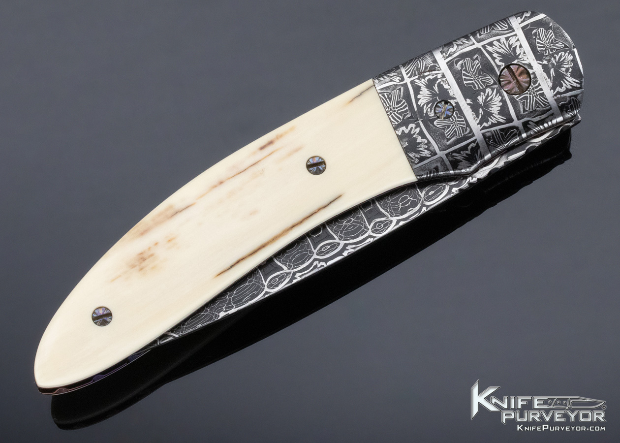 Rick Dunkerley Custom Knife Mammoth and Mosaic Damascus Linerlock - Image 3