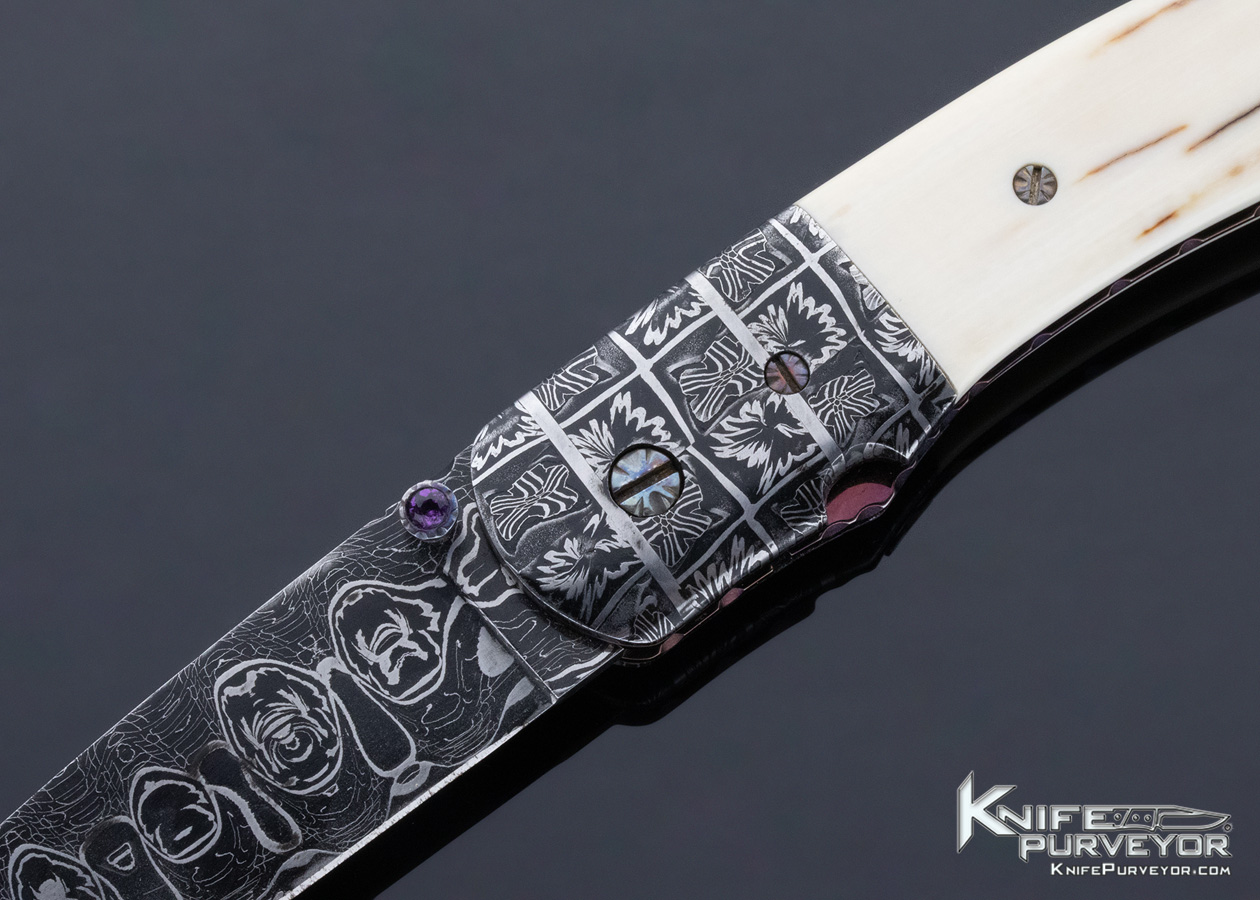 Rick Dunkerley Custom Knife Mammoth and Mosaic Damascus Linerlock - Image 2