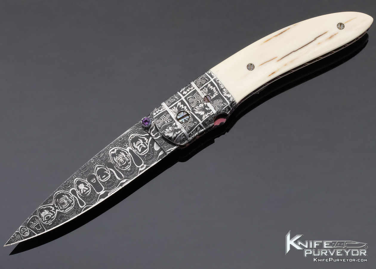 Rick Dunkerley Custom Knife Mammoth and Mosaic Damascus Linerlock 11435