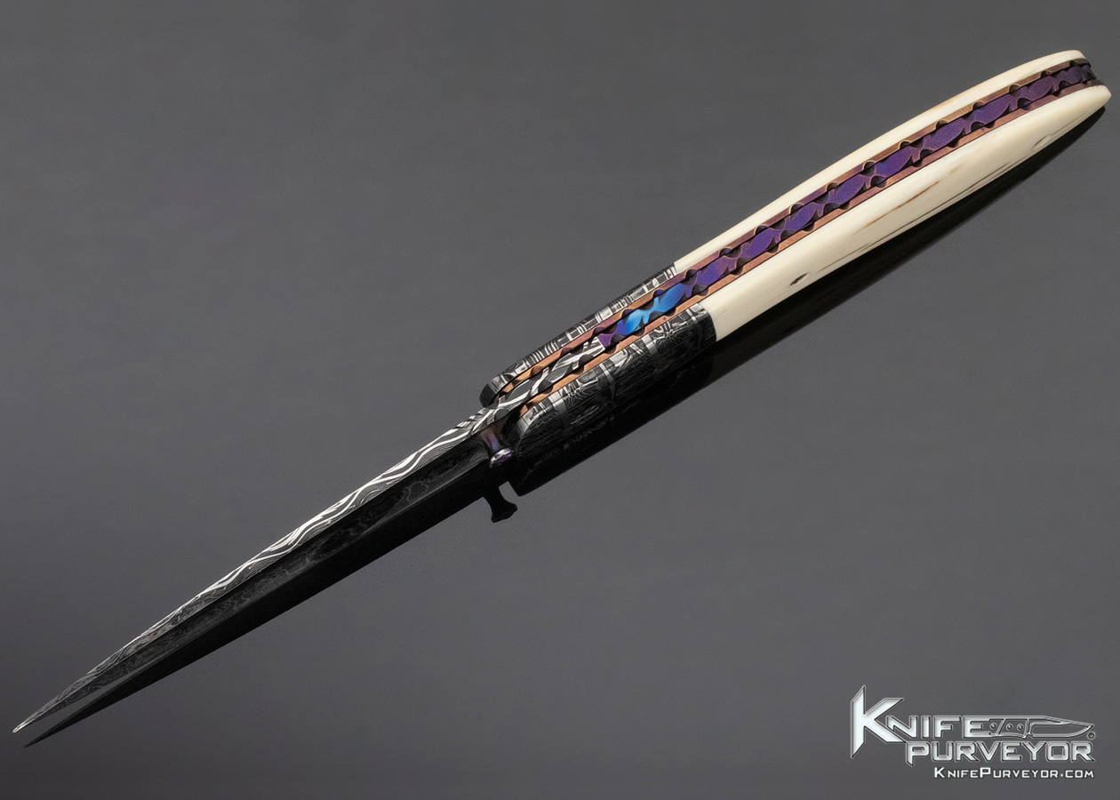 Rick Dunkerley Custom Knife Mammoth and Mosaic Damascus Linerlock - Image 6