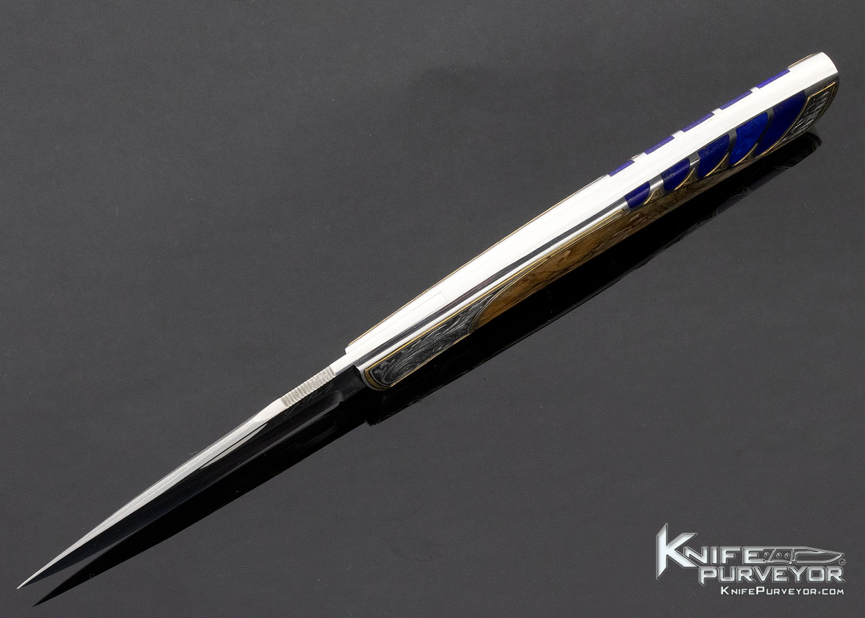 Scott Sawby Custom Knife Biggs Jasper & Lapis Lazuli Selflock Killdeer Engraved by Jon Robyn - Image 6