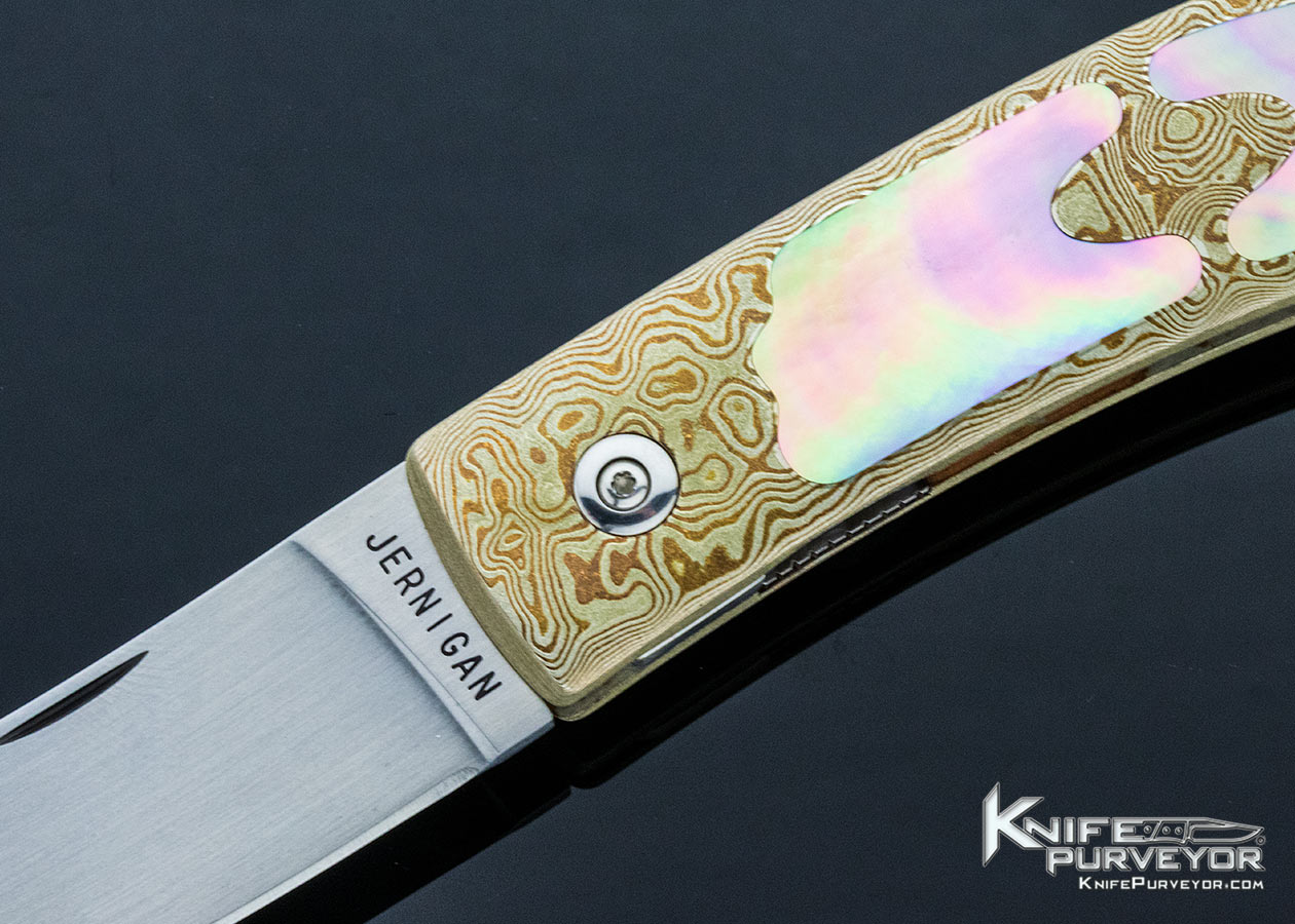 Steve Jernigan Custom Knife Mokume and Tahitian Black Lip Pearl Linerlock - Image 2