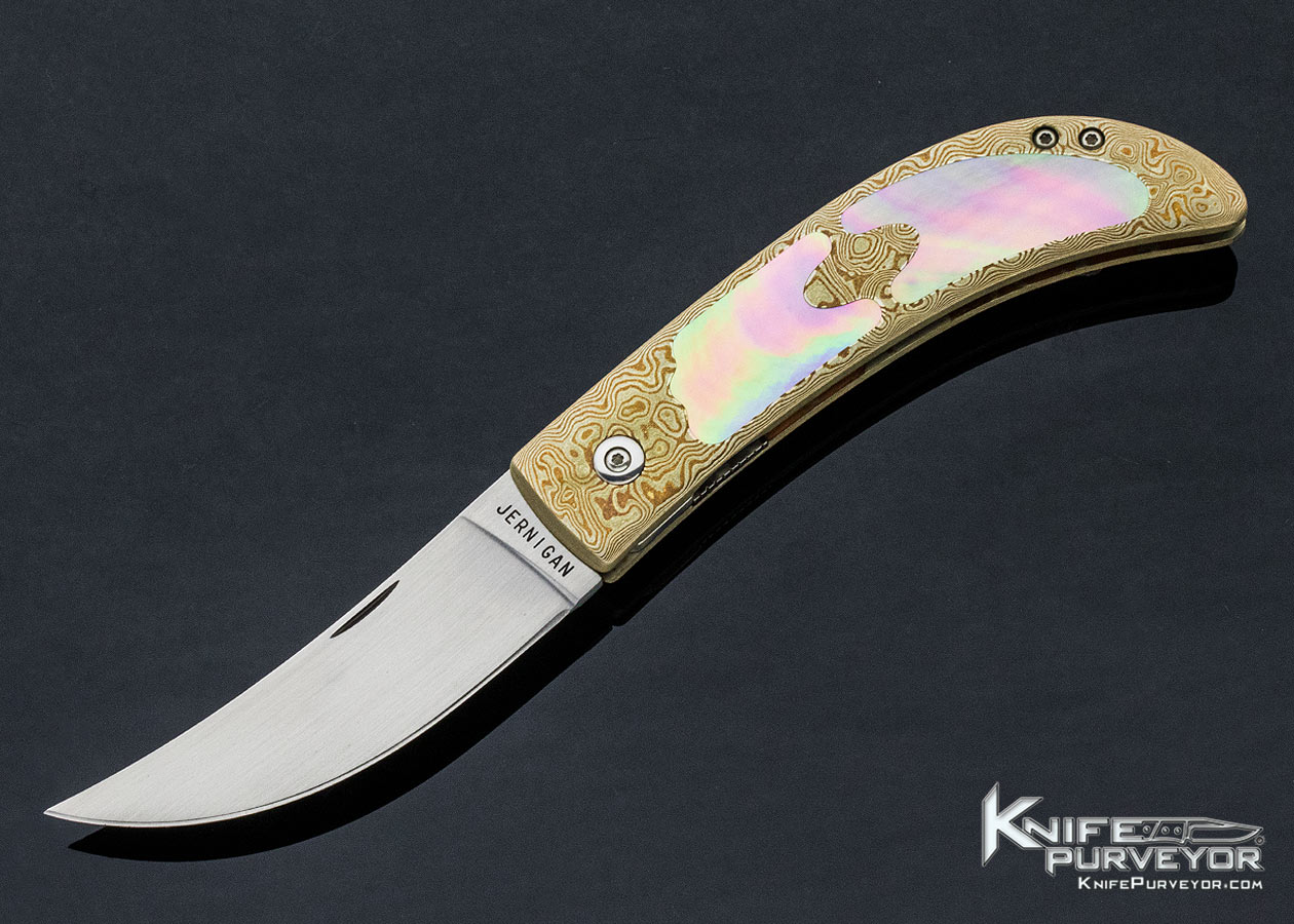 Steve Jernigan Custom Knife Mokume and Tahitian Black Lip Pearl Linerlock 11447