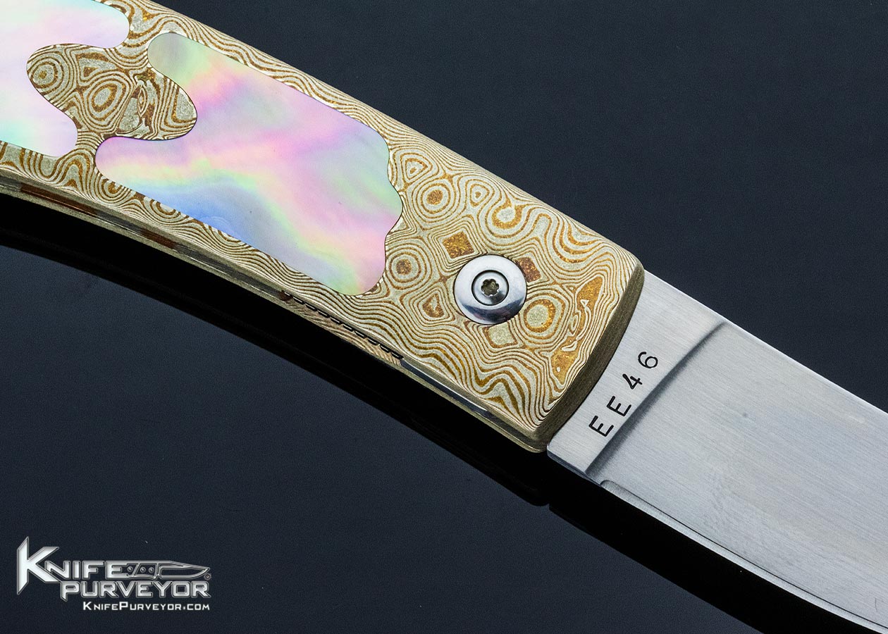 Steve Jernigan Custom Knife Mokume and Tahitian Black Lip Pearl Linerlock - Image 5