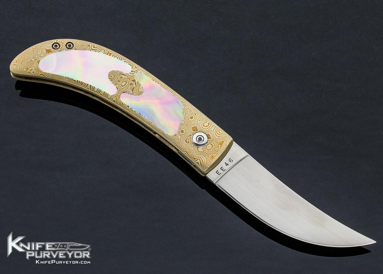 Steve Jernigan Custom Knife Mokume and Tahitian Black Lip Pearl Linerlock - Image 4