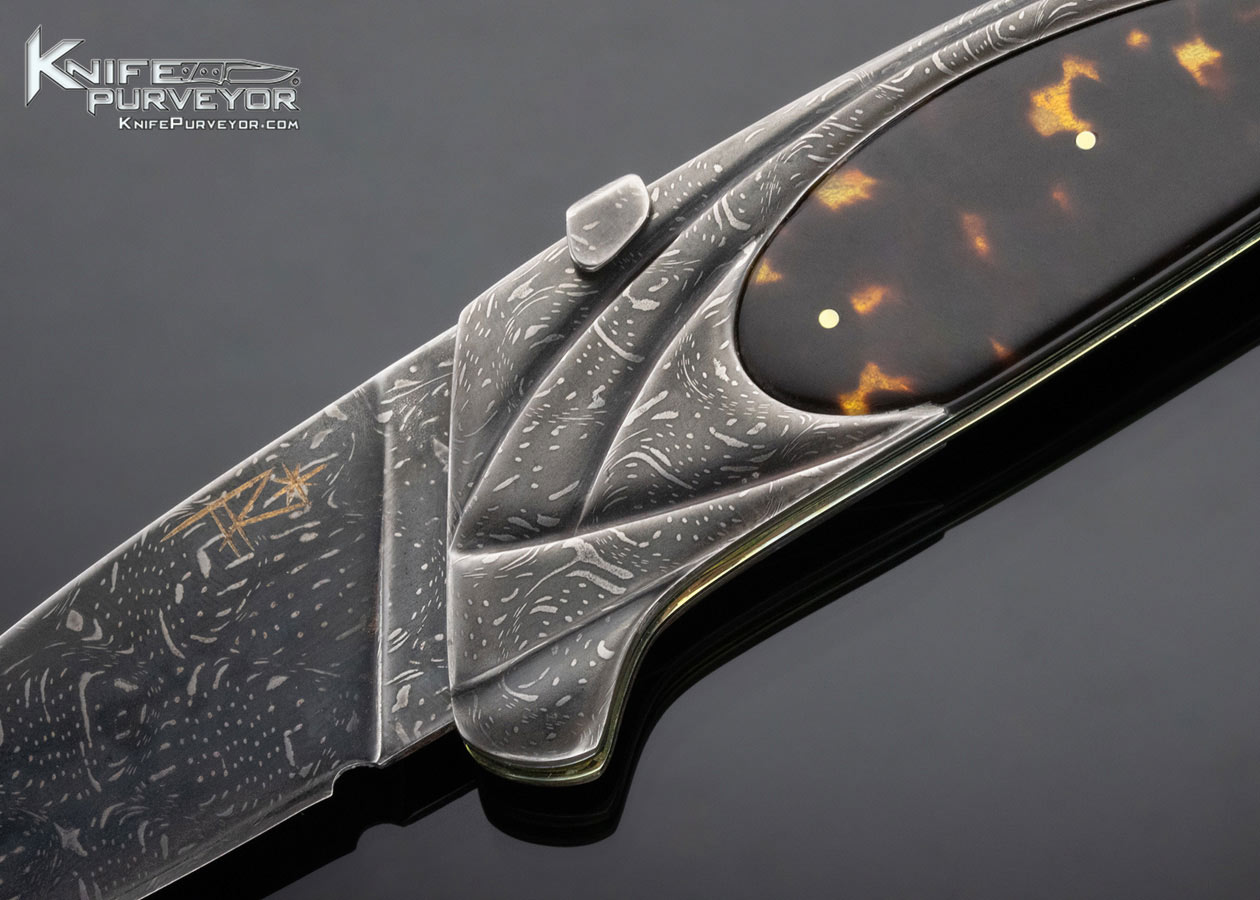 Terry Lee Renner Custom Knife Deco Wing Folder Devin Thomas Dot Matrix Damascus Lockback - Image 2